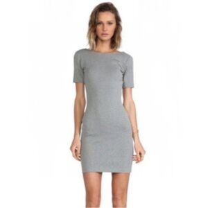 Amanda Uprichard Short Sleeve Column Mini Dress in Heather Grey